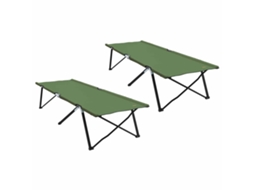 Conjunto 2 Cama De Camping Vidaxl Verde Oxford (206 X 76 X 74 Cm)