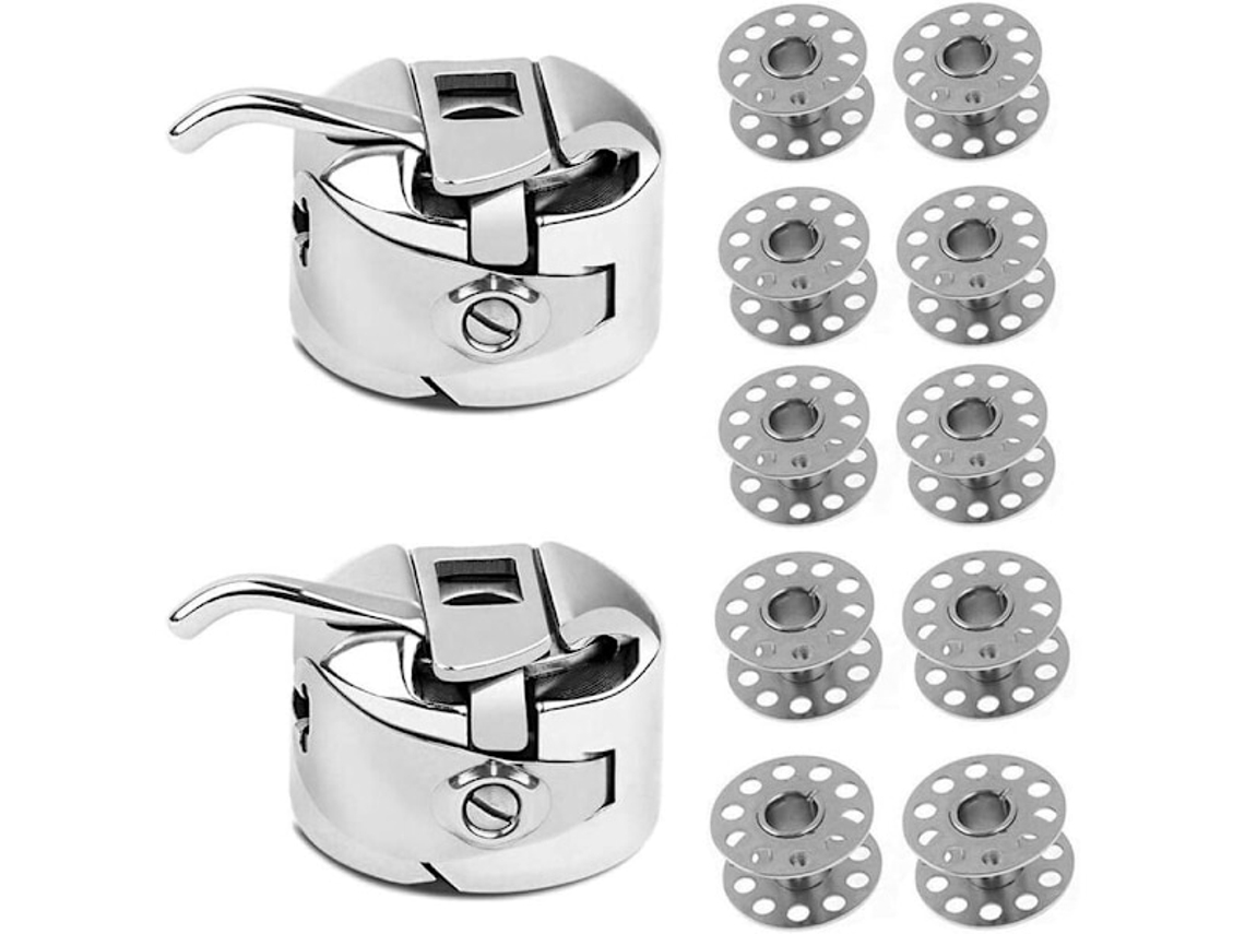 Compatível com Máquinas Toyota, Conjunto Msbd com 10 Bobinas de Linha Metálicas para Máquinas de Costura + 2 Suportes para Bobinas de Linha AQUAFORGE