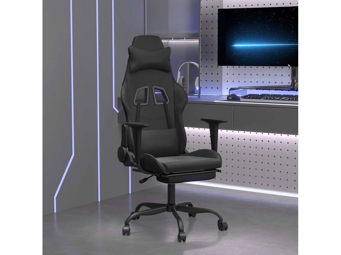 Vidaxl Cadeira Gaming Massagens C/ Apoio Pés Couro Artif. Preto