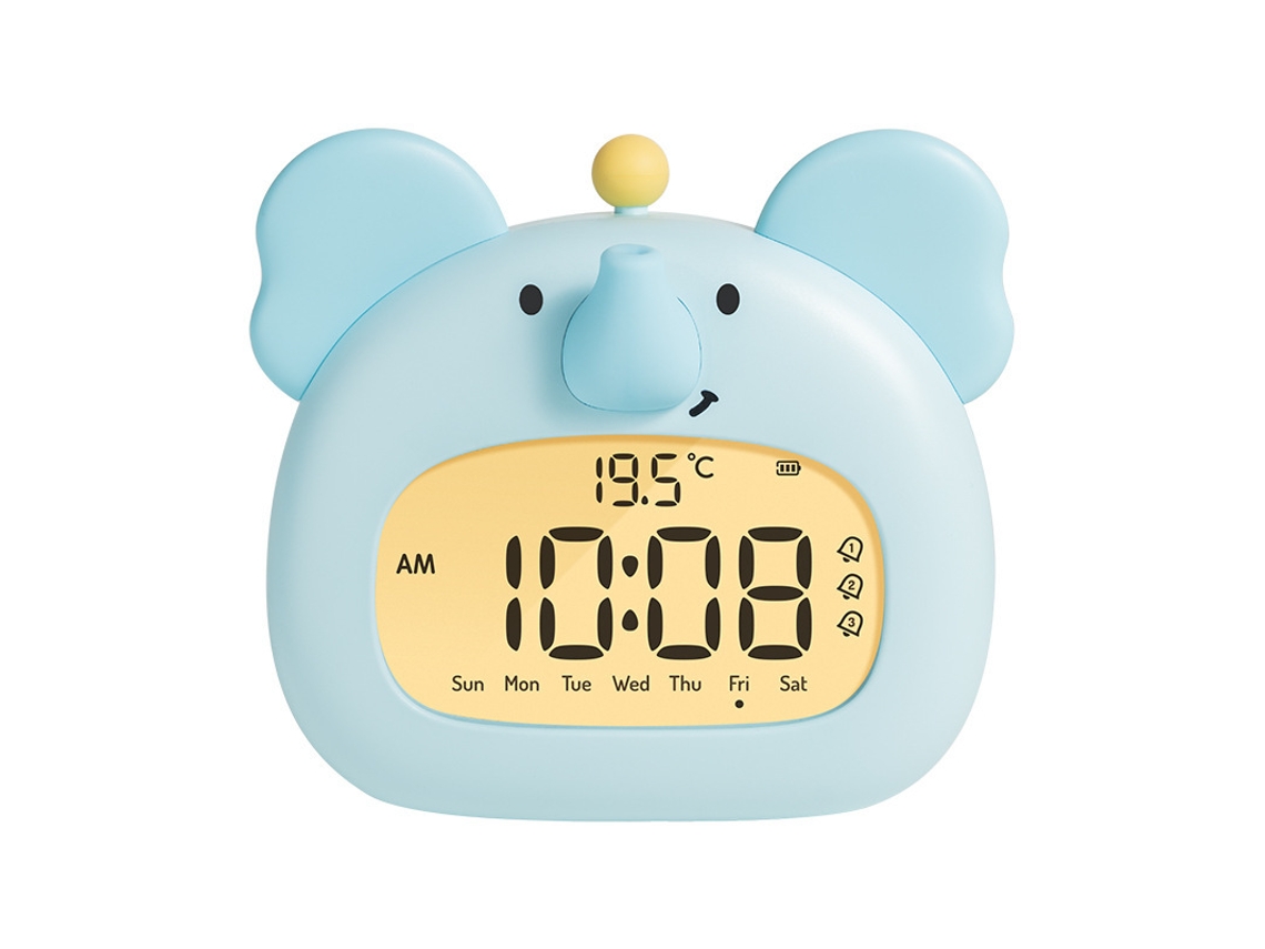 Despertador Infantil Com Figura De Elefante, Usb C Recarregável, Abssilicone, Azul Dureforward