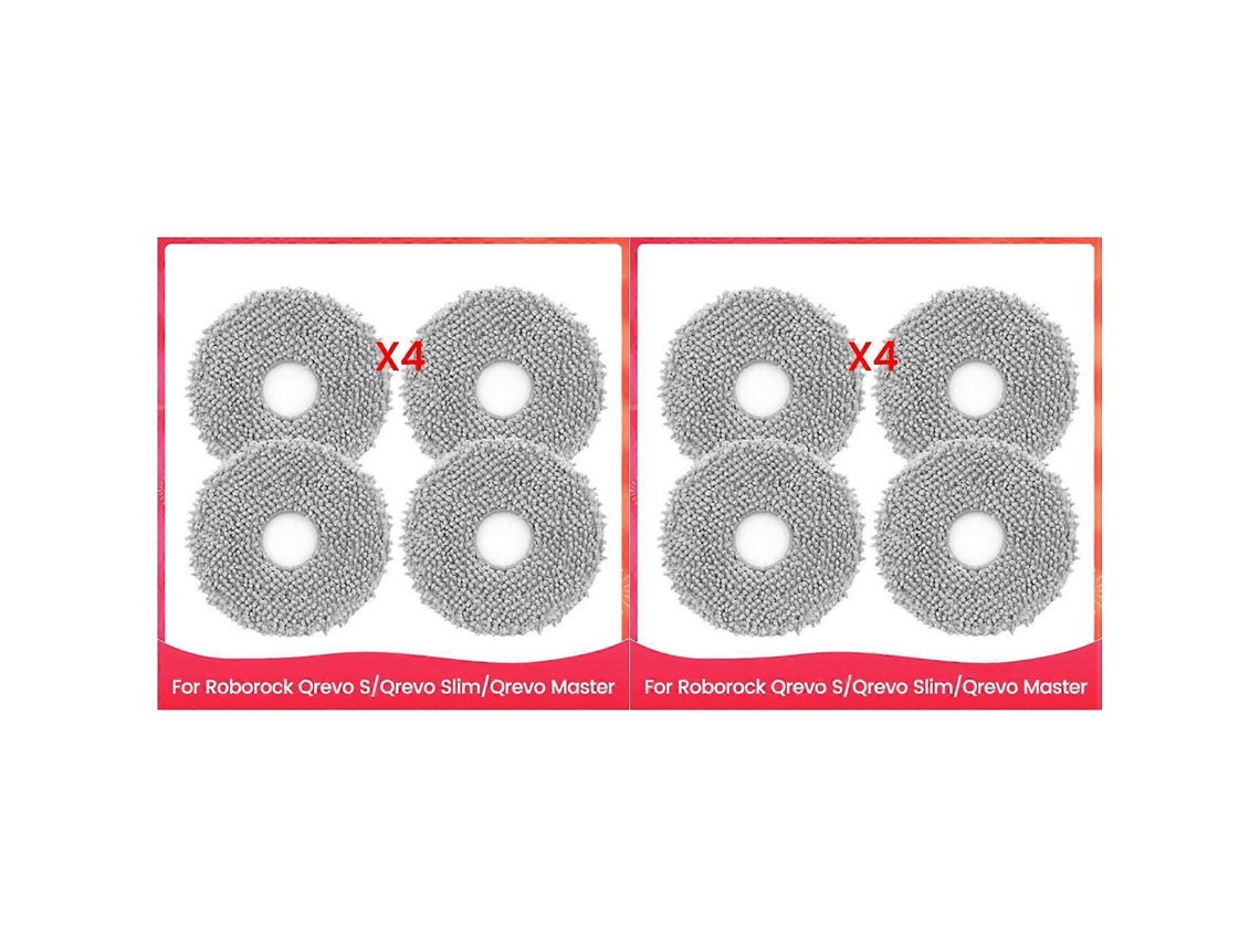 Kit Com 8 Peças De Panos De Limpeza Para Aspirador De Pó Roborock Qrevo S, Qrevo Slim E Qrevo Master. Acessórios E Peças De Reposição Para O Pano De L