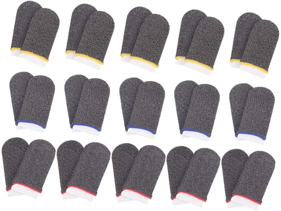 Shineofi 18 Pares De Protetores Dedo Ultrafinos Em Fibra Prateada Para Jogos, Proteção Respirável Para Telas Sensíveis