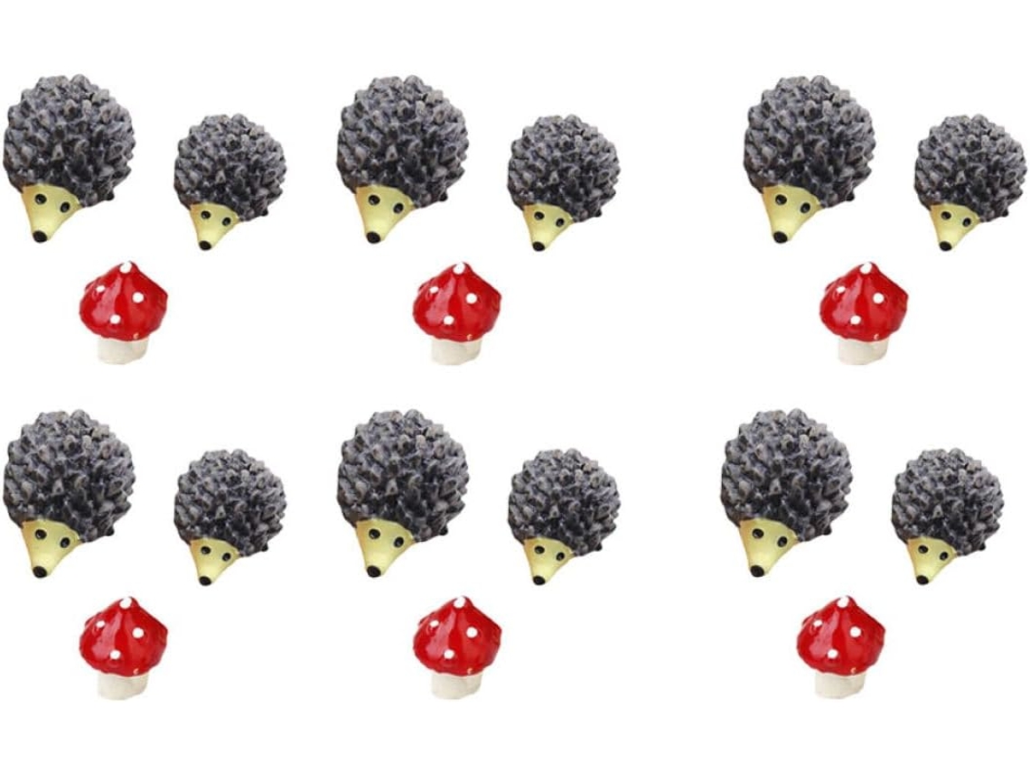Kit de Decoração em Pvc com 18 Peças, Incluindo Figuras de Ouriço e Cogumelo, para Decoração de Micro Paisagens e CHABERLU