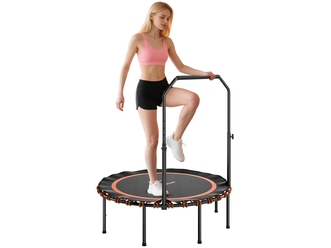Cama Elástica de Ginástica com Corrimão Ajustável, Cama Elástica Esportiva para Uso Interno e Externo, Aço, Plástico, Laranja SINI TECH STORE