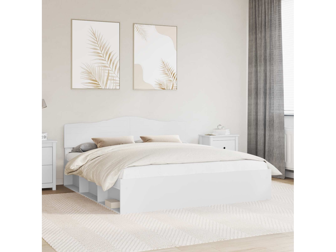 Vidaxl Estrutura da Cama com Cabeceira Branco 180 X 200 Cm
