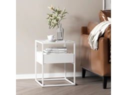 Tabela auxiliar de Vissenbjerg com vidro e aço 51 x 40 x 40 cm branco fosco branco [EN.CASA]