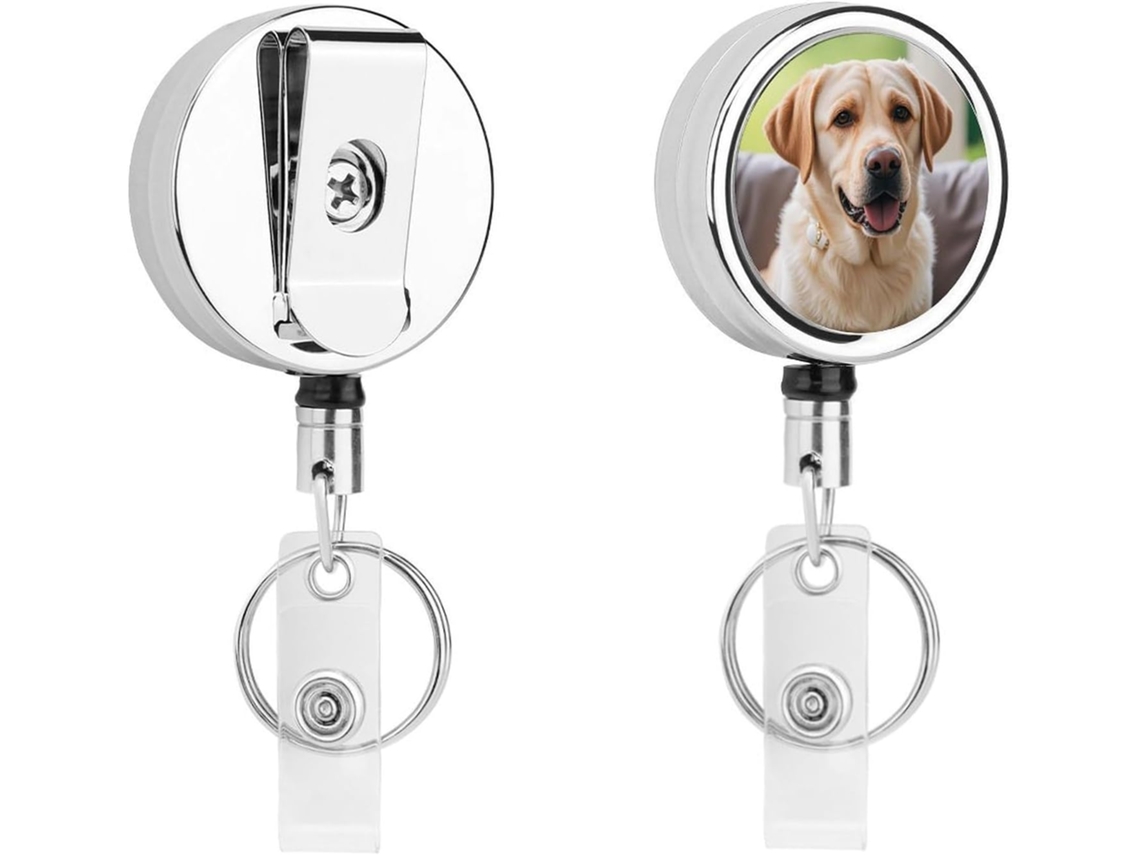 Porta Crachá Retrátil Com Clipe De Metal Em Formato De Cachorro Labrador, Compacto E Leve, Ideal Enfermeiros