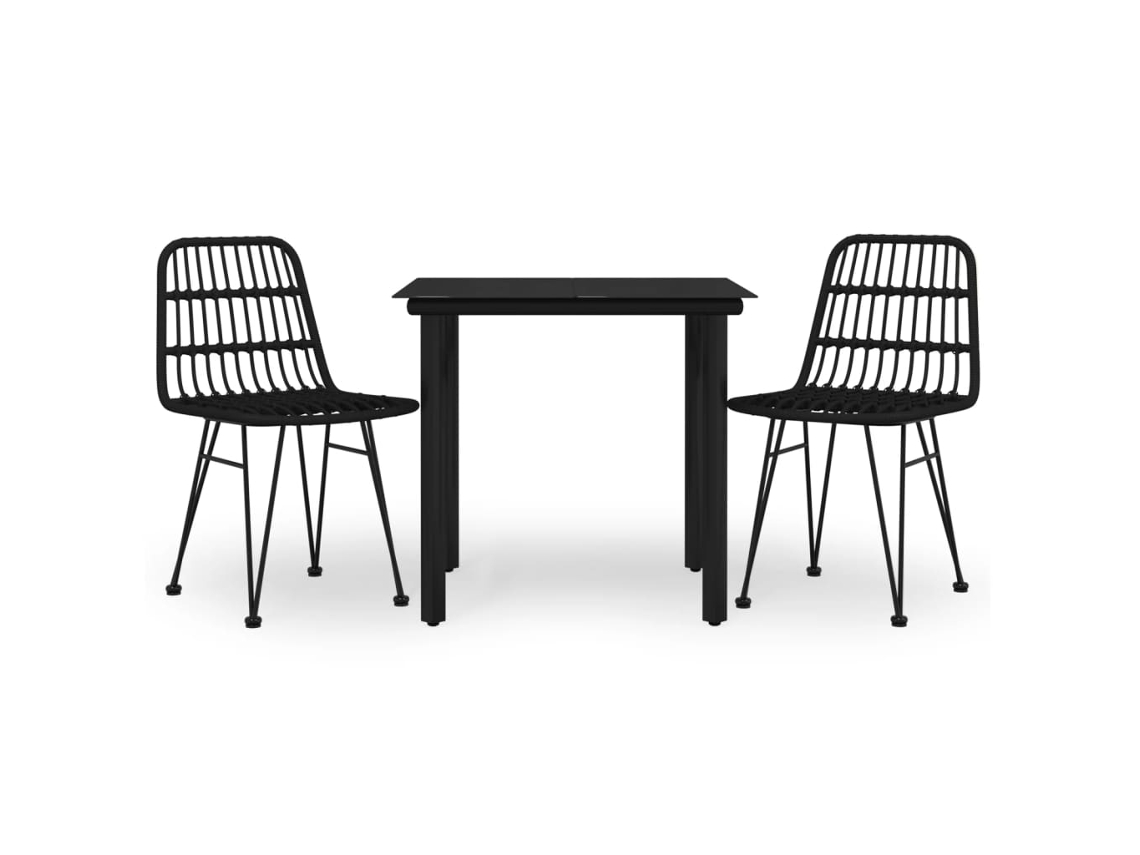 Garden Dining Set, Garden Dining Sets Vidaxl Preto Rattan / Vime (80 Cm Table Length)
