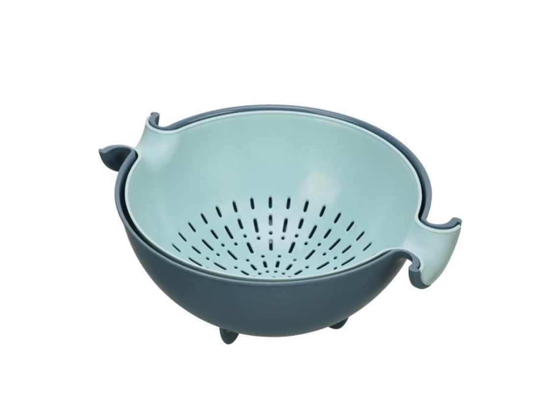 Escorredor, Conjunto Com Recipiente, Giratório Duplo E Cesto, Massas, Legumes, Frutas, Etc