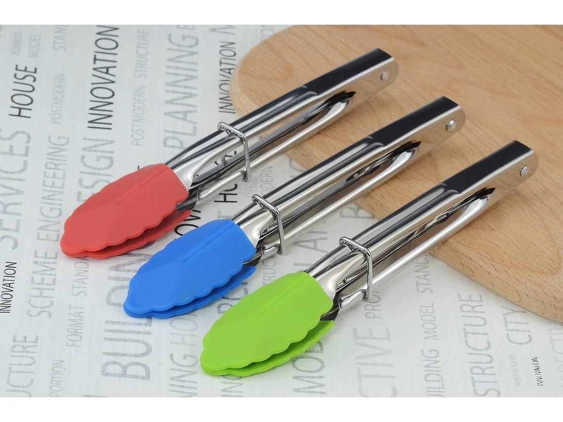 Pinças Mini Com Pontas De Silicone, 7 Polegadas, Conjunto De 3 (verde, Vermelho, Azul)