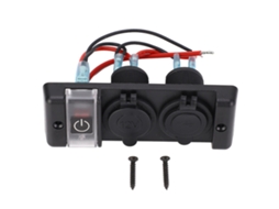 Painel De Interruptor Combo 3 Em 1 Com Disjuntor Luz Vermelha Usb E Tomada De Cigarro 12v Para Carro Rv Barco