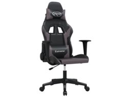 Cadeira gaming massagens VIDAXL couro artificial preto e cinzento