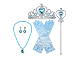 Ats conjunto de Acessórios para Fantasia de Princesa: Coroa, Cetro, Colar, Brincos e Luvas