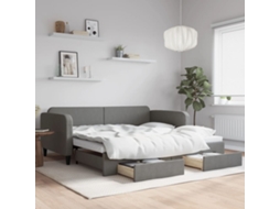 Vidaxl Sofá-cama C/ Gavetão/gavetas 100x200 Cm Tecido Cinzento-escuro
