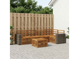 Vidaxl Conjunto De Sofá Sectional 6 Pcs Natural
