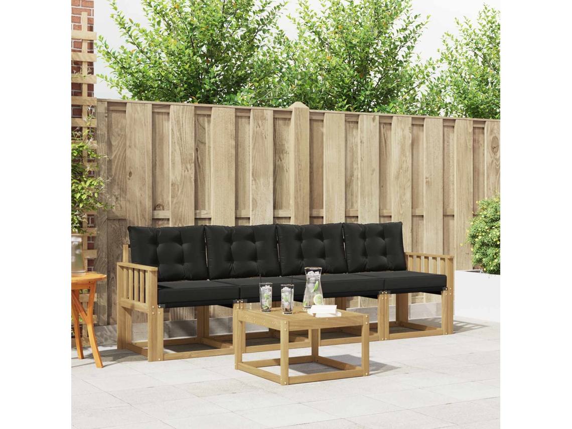 Vidaxl Conjunto De Sofás Para Exterior 5 Pcs Branco E Preto