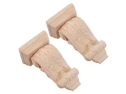 Conjunto de 2 Arandelas Decorativas de Parede em Madeira Maciça Entalhada, Estilo Europeu, 6x11x4 Cm. SFUSHOS