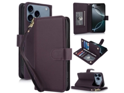 Capa De Couro Para Iphone 17 Pro Max Com Rfid E Vários Compartimentos Para Cartões.
