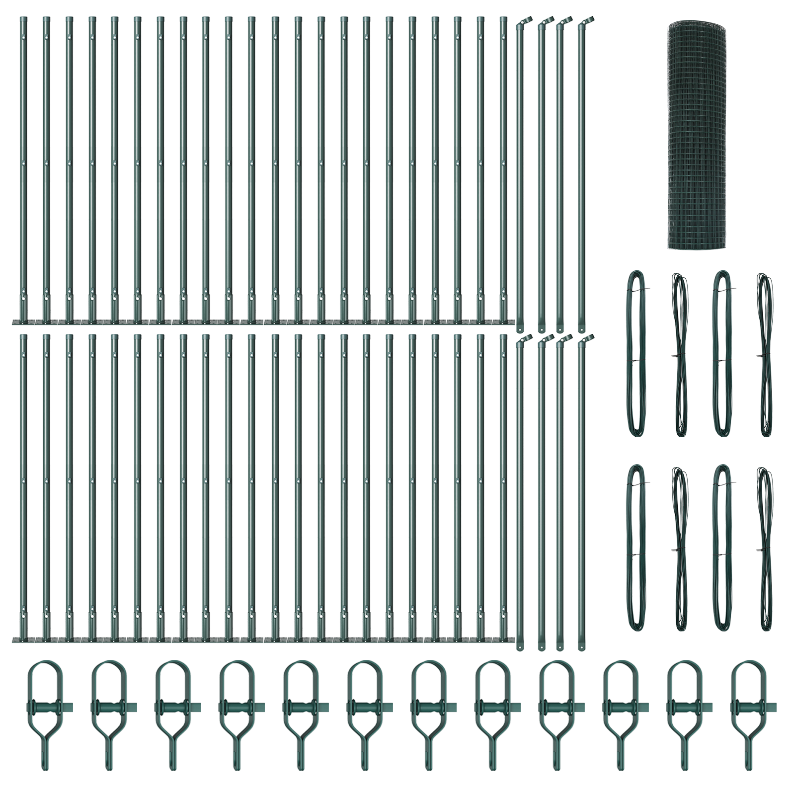 Cerca De Arame Soldado Com 13 Postes Com Flange Verde Aço Vidaxl Verde Metal (100 X 0.4 M)