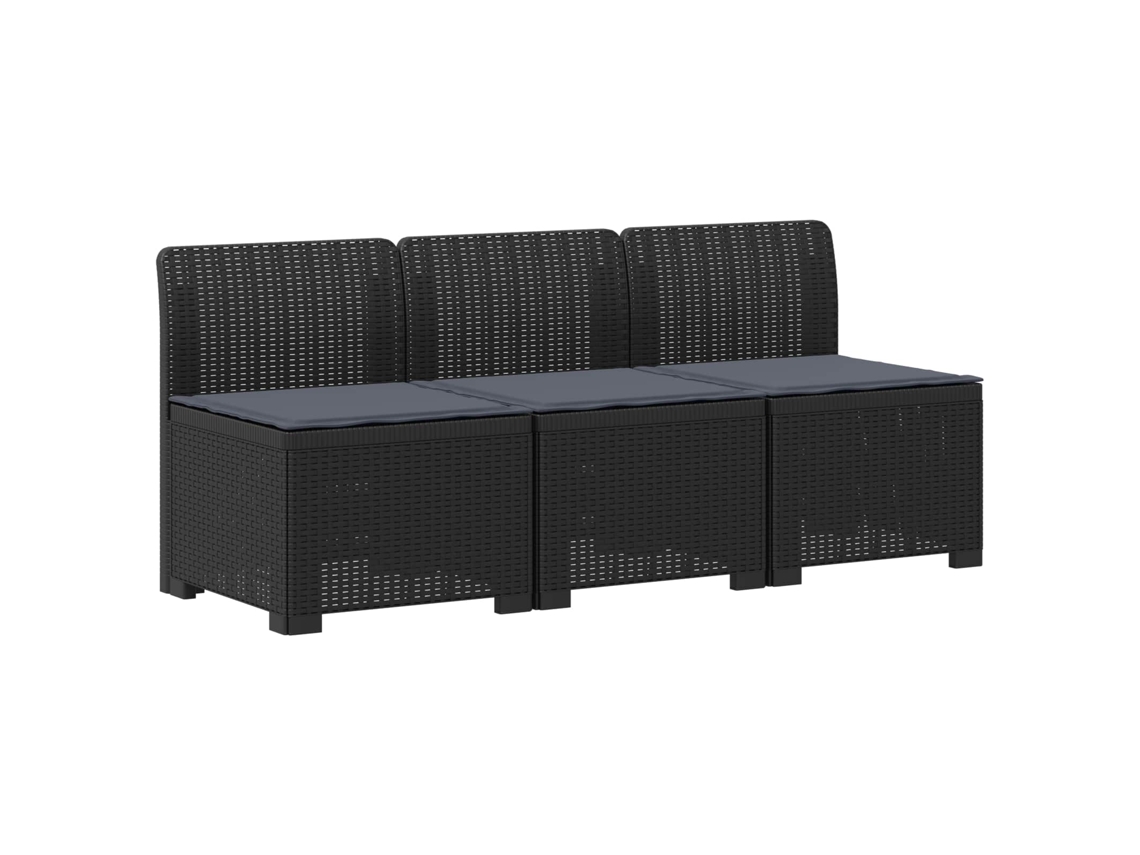 Maison Exclusive - Sofá De Jardim 3 Lugares Com Almofadas Visual Rattan Pp