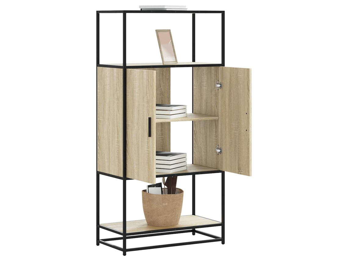Vidaxl Armário Alto 68x35x139 Cm Madeira E Metal Carvalho Sonoma