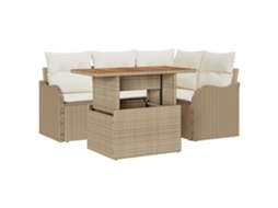Conjunto 5 Conjunto De Assentos Para Exterior Vidaxl Bege Vime Pe (100 X 55 X 73 Cm)