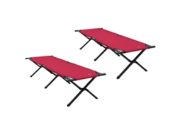 Conjunto 2 Cama Dobrável Vidaxl Vermelho Oxford (193 X 69 X 45 Cm)