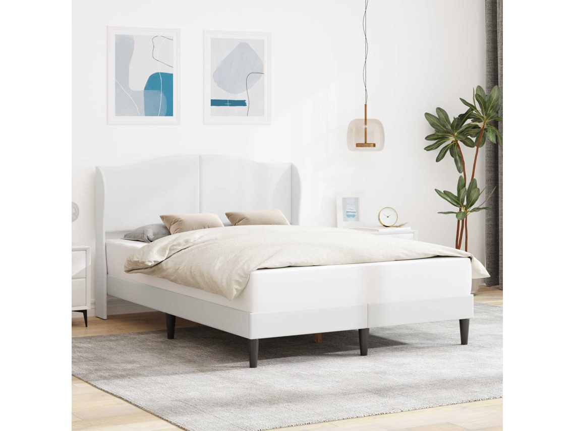 Vidaxl Estrutura da Cama Branco 140 X 200 Cm Couro Sintético