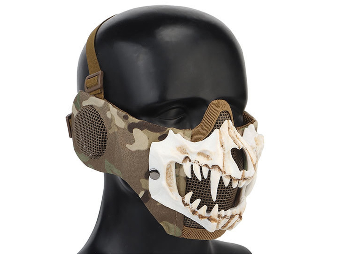 Máscara de esqueleto de meia face para o Halloween com proteção para as orelhas S/MARCA