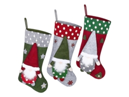 3 Meias De Natal, Sacolas De Presente, Sacolas De Doces, Meias De Natal, Meias Festivas Olysi Shop (estampa De Gnomo)