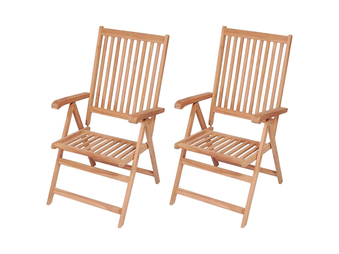 Cadeiras De Jardim Reclináveis 2 Pcs Madeira Teca Maciça Dkd Home Decor
