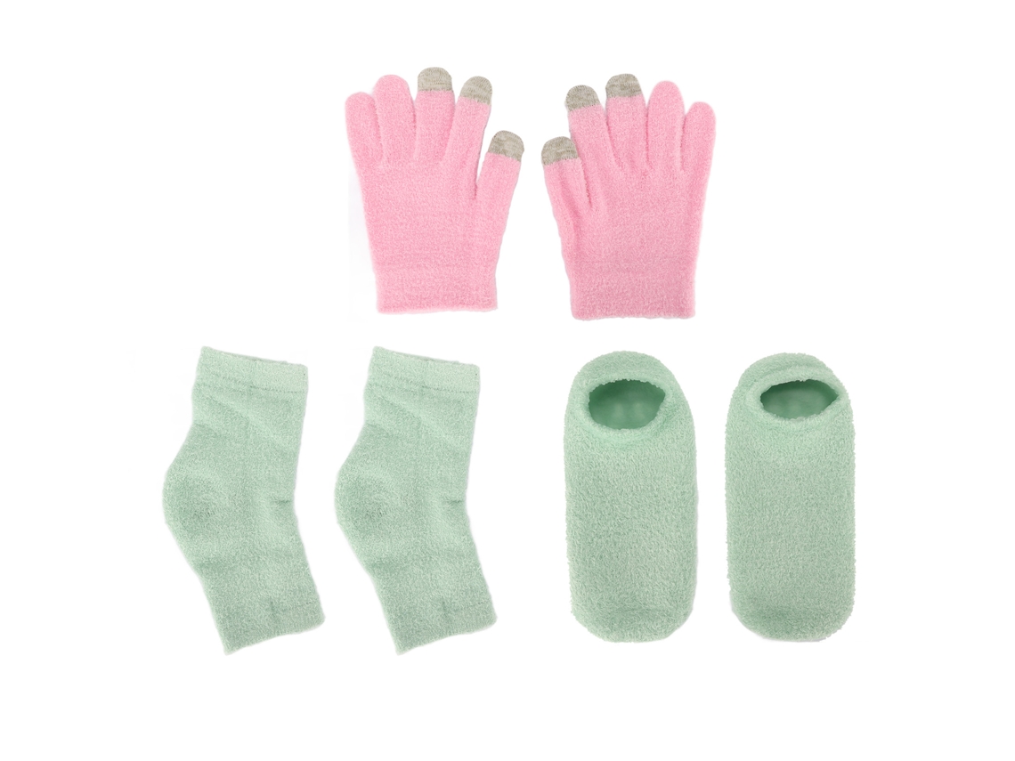 Conjunto De Meias Sem Dedos E Luvas De Gel Reutilizáveis Hidratantes Para Pele Seca Com Vitamina E