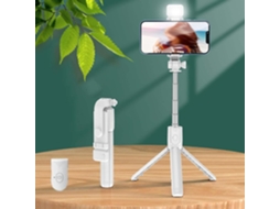 Bastão de Selfie Sem Fio Bluetooth 6 em 1, Tripé com Luz, Rotação de 360° Retrátil JIAPEI (branco)