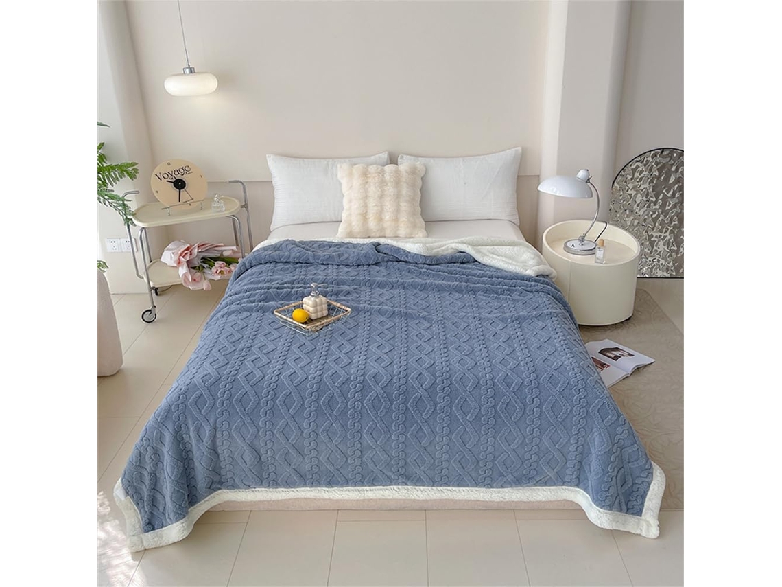 Manta de Lã Berbere Fansu Cor Sólida Jacquard Super Macia e Fofa Ideal para Cama Lençóis Cobertor Tafetá Quent