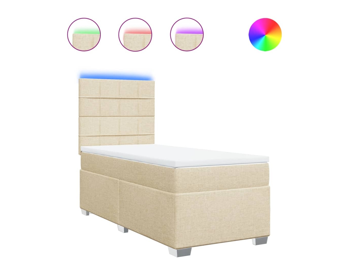 Box Spring Bed, Box Spring Beds Vidaxl Creme Tecido (90 X 200 Cm)