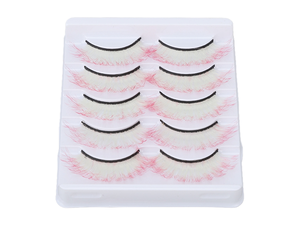 5 Pares De Pestañas Falsas Reutilizables De Color Degradado Para Cosplay