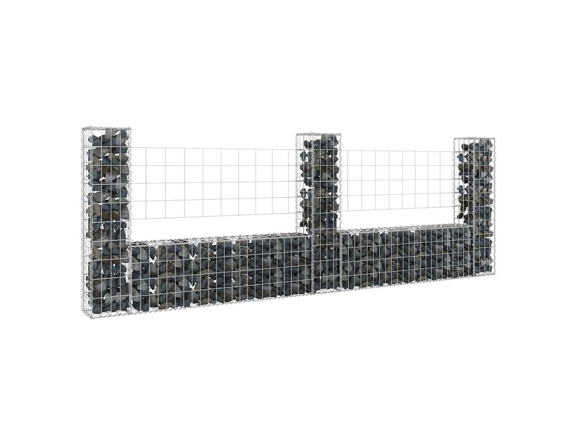 Vidaxl Cesto Gabião Em Forma De U C/ 3 Postes 260x20x100 Cm Ferro