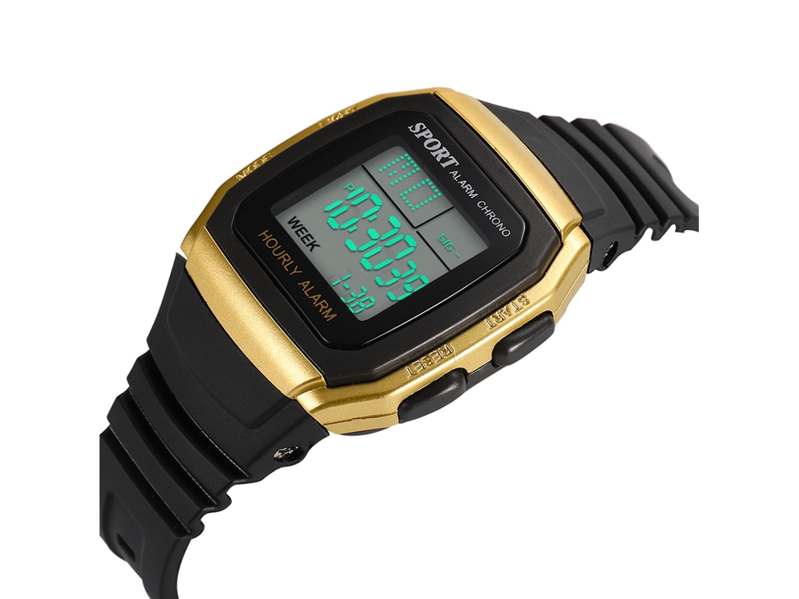 Relógio Digital Eletrônico Infantil Pulseira Pvc Moda Ouro para Crianças