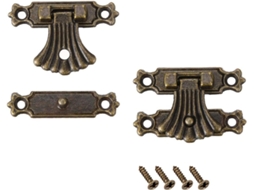 2 Conjuntos de Fechos de Madeira para Baú, com Travas em Tom Bronze, 37 X 27 Mm CHABERLU