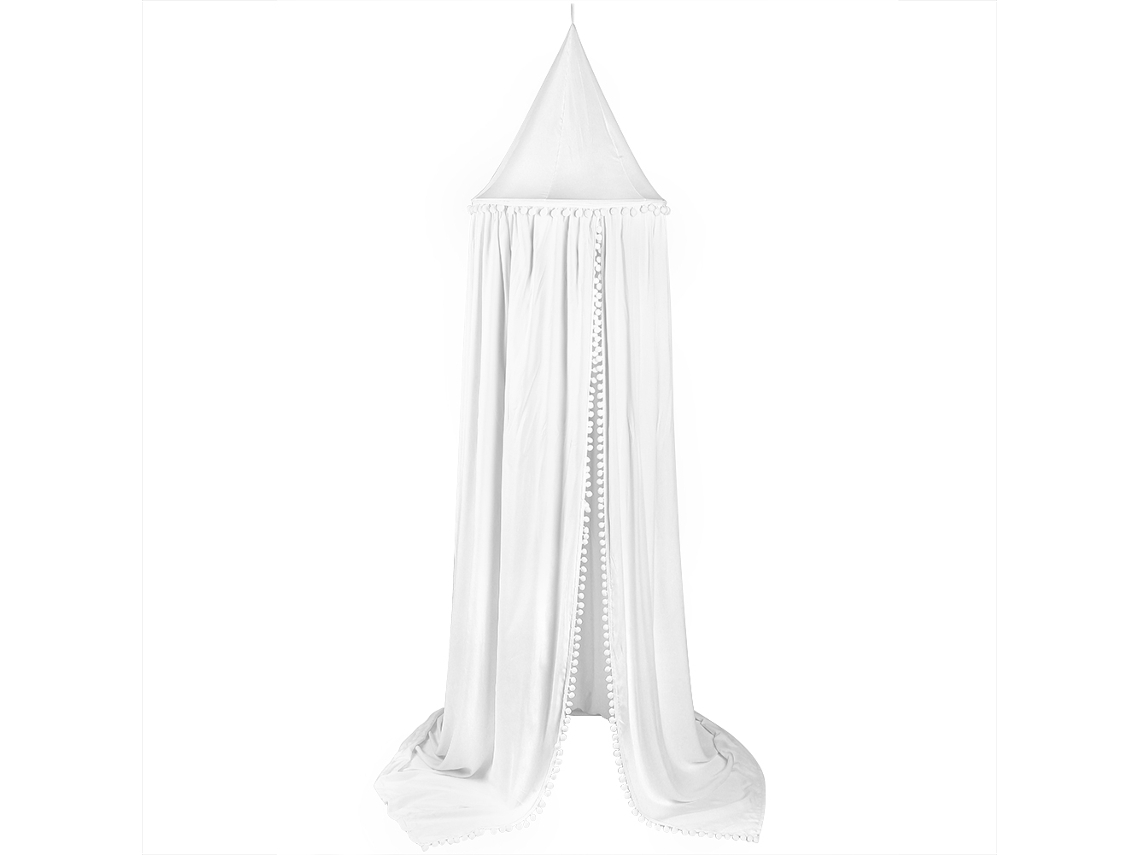 Toldo Redondo de Cama para Bebê e Crianças com Mosquiteiro Cortina Decoração Branca