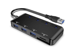 Gravador de CD/DVD Externo USB 3.0 com Leitor de Cartão e Porta USB C AQUAFORGE