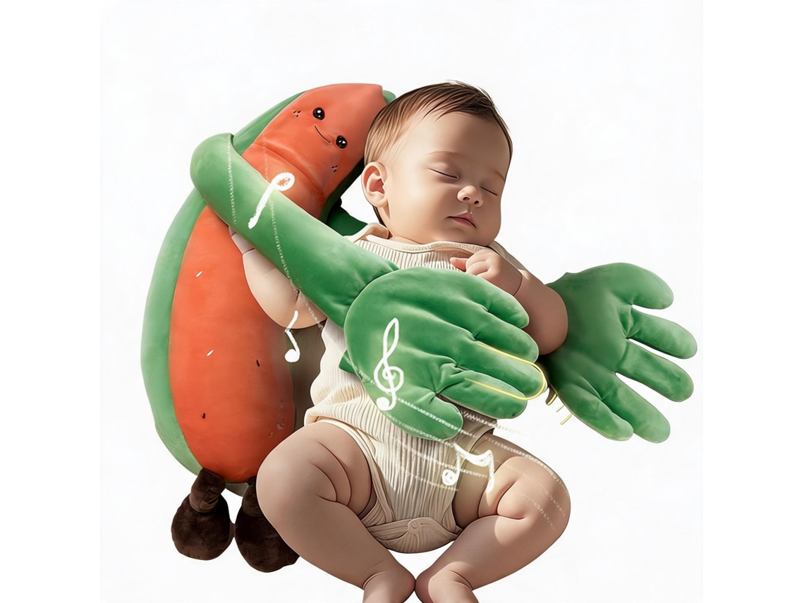 Boneca Calmante Para Bebês Com Palminhas E Música Para Adormecer (melancia)