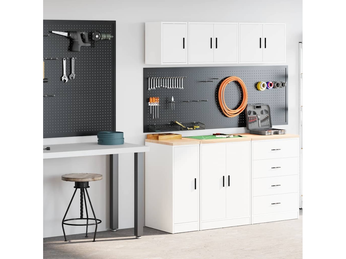 Vidaxl Armários De Garagem 2 Pcs Derivados De Madeira Branco