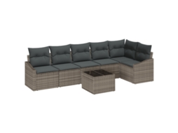 Conjunto 7 Móveis De Jardim Vidaxl Cinzento Vime Pe (288,5 X 123,5 X 85 Cm)