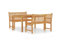 Conjunto de 3 Jantar para Jardim Madeira de Teca Maciça MAISON EXCLUSIVE (90x200 cm)
