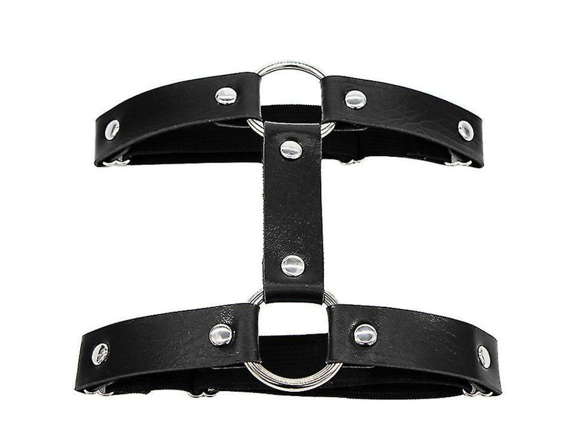 2pcs Cinturón De Ligas Gótico De Doble Fila Elástico Pierna Anillo Punk Talla Única Pu Blanco Amarillo Rojo Negro Rosa Azul Negro
