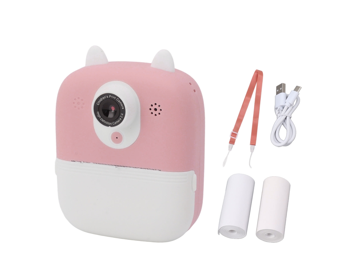 Câmera Instantânea Digital para Crianças 2.4 Polegadas Hd Lentes Duas Impressão Imediata Rosa