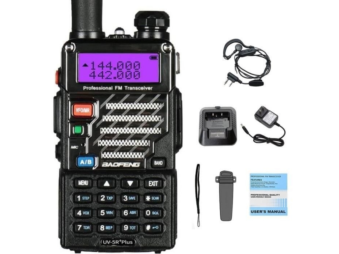 Rádio Comunicador Uv 5r Plus, Vhf/uhf 2 M/70 Cm, Preto AQUAFORGE