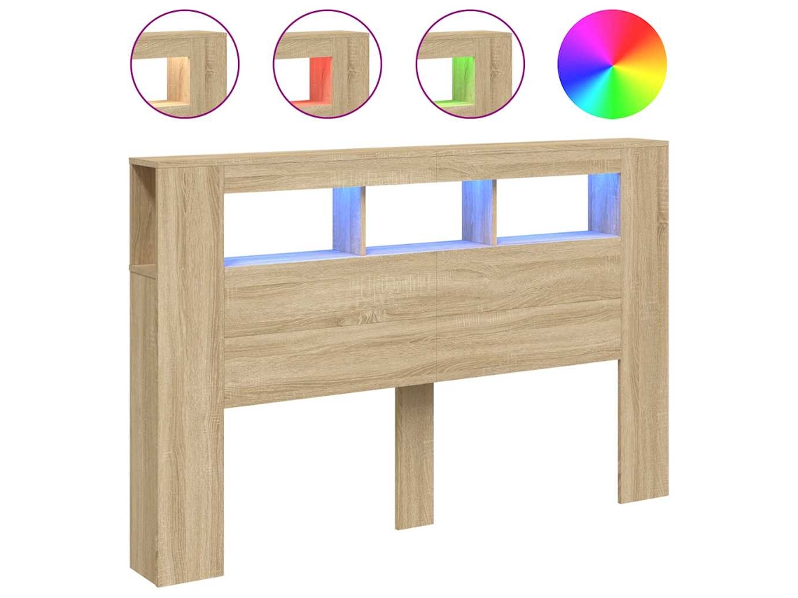 Cabeceira com LEDs em Madeira Carvalho Sonoma MAISON EXCLUSIVE (160x18,5x103,5)