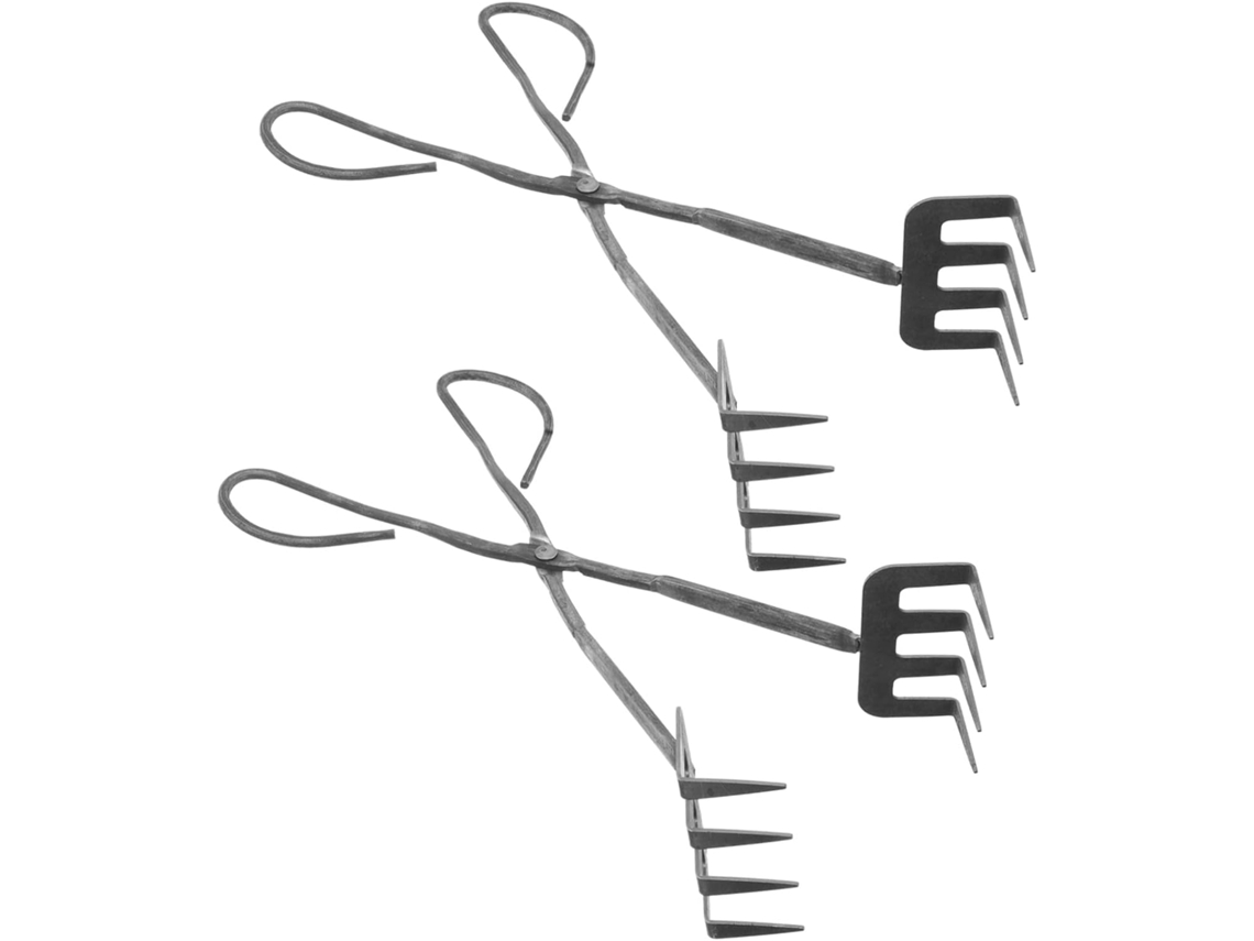 Pinça Multifuncional Para Fogueira, 2 Peças, Resistente, Ideal Para Churrasco, Com Pegada Precisa Em Carvão E Outros